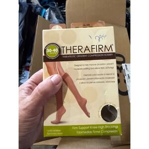 Therafirm 30-40 mmHg Compression Hosiery Knee High Stockings Sand XL 2 Pairs